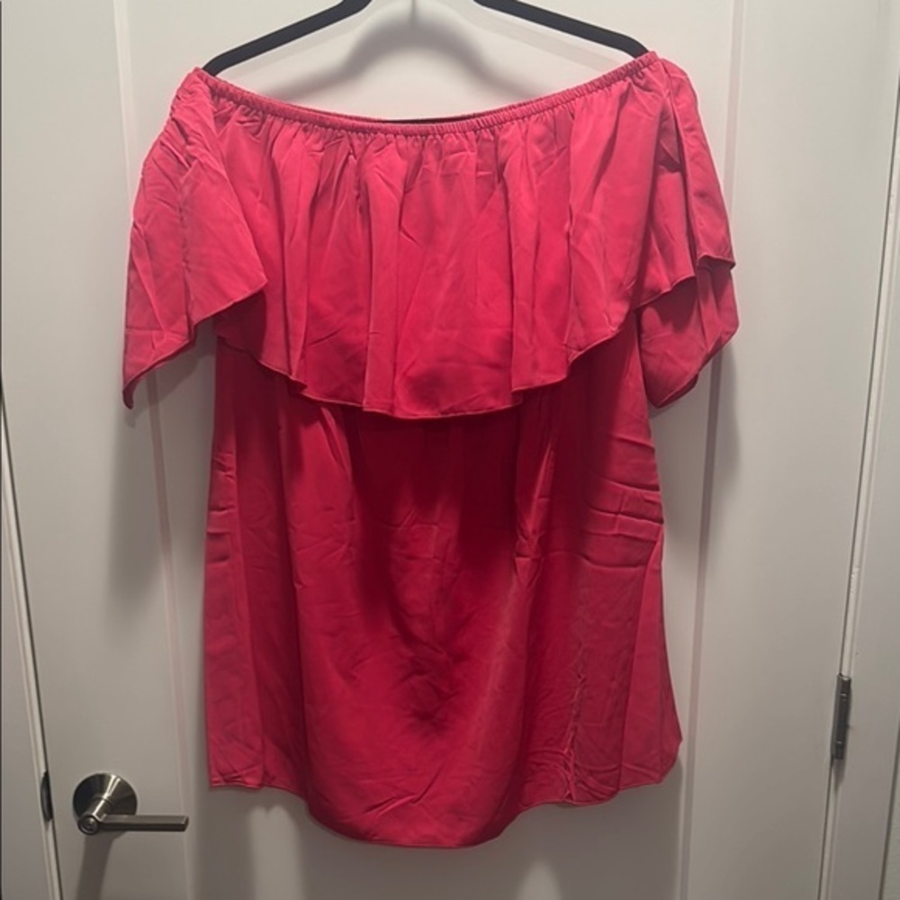 🆕 Beautiful Ruffled Pink Lightweight Strapless Dress w Cap Sleeves. XL. NWT!💥💥